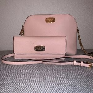 Michael Kors Blush Cindy Dome Crossbody and Wallet